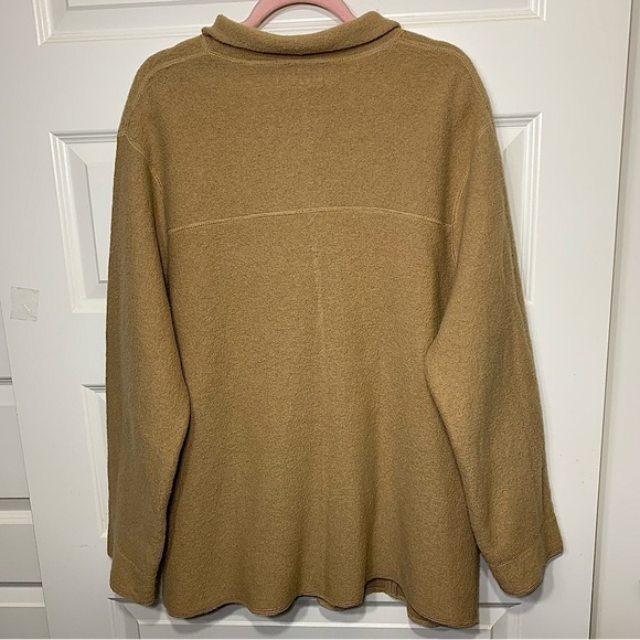 VINTAGE Tan Brown Wool Button Down Shacket Neutral Cardigan Sweater Pocket Sz 1X - Picture 4 of 11